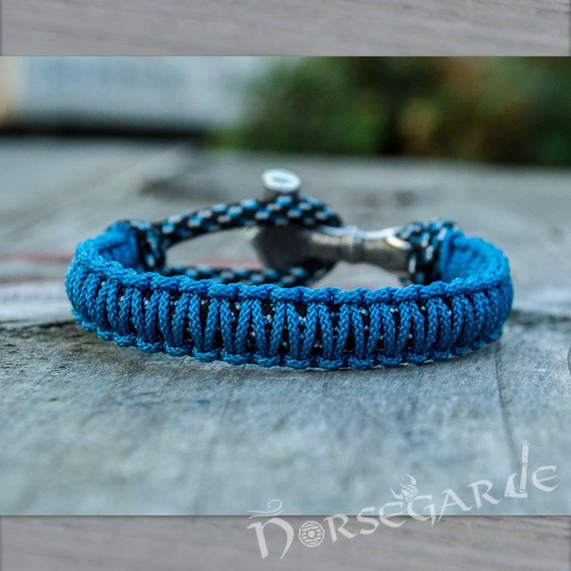 Handcrafted Ocean Paracord Bracelet with Mjölnir - Sterling Silver - Norsegarde