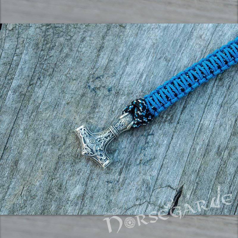 Handcrafted Ocean Paracord Bracelet with Mjölnir - Sterling Silver - Norsegarde