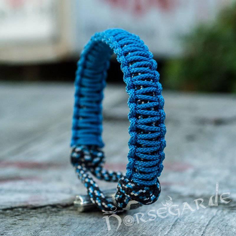 Handcrafted Ocean Paracord Bracelet with Mjölnir - Sterling Silver - Norsegarde