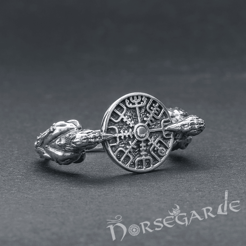 Handcrafted Odin Ravens and Vegvisir Ring - Sterling Silver - Norsegarde