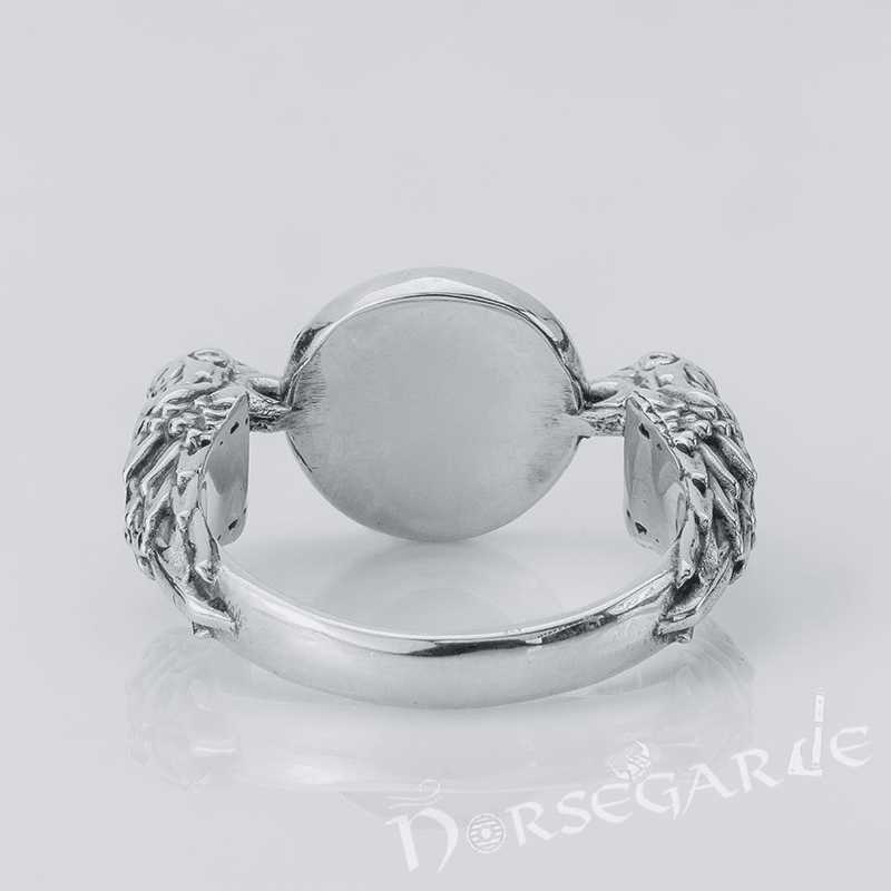 Handcrafted Odin Ravens and Vegvisir Ring - Sterling Silver - Norsegarde