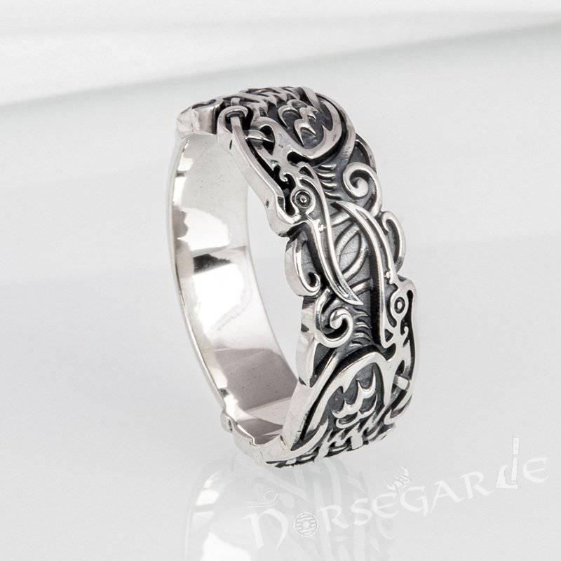 Handcrafted Odin's Ravens Band - Sterling Silver - Norsegarde