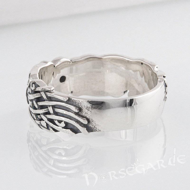 Handcrafted Odin's Ravens Gemmed Band - Sterling Silver - Norsegarde