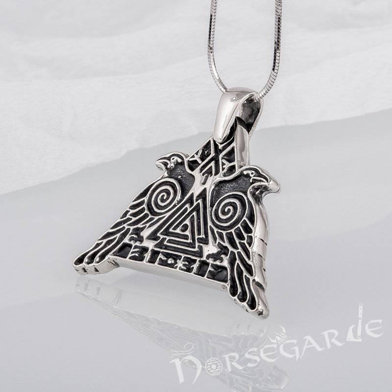 Handcrafted Odin's Ravens Pendant - Sterling Silver - Norsegarde