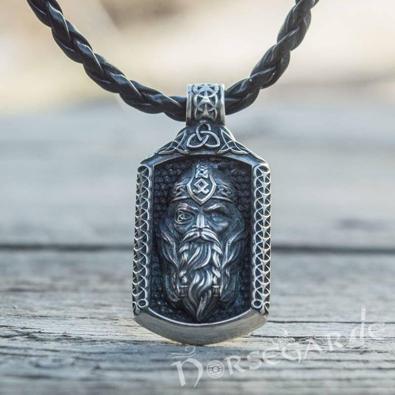 Handcrafted One-Eyed Odin Pendant - Sterling Silver - Norsegarde