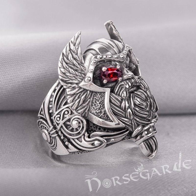Handcrafted One-Eyed Odin Ring - Sterling Silver - Norsegarde