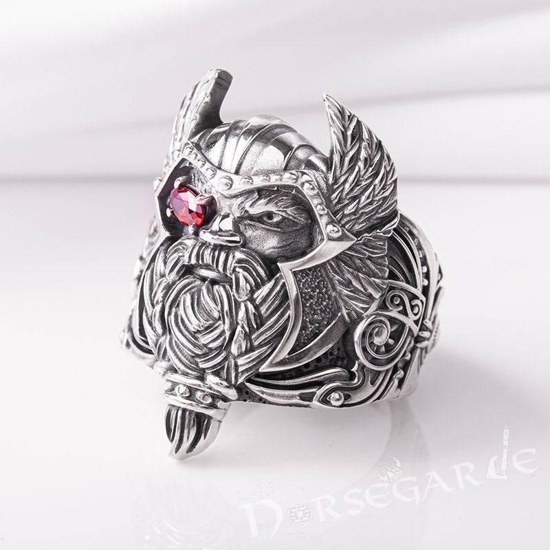 Handcrafted One-Eyed Odin Ring - Sterling Silver - Norsegarde