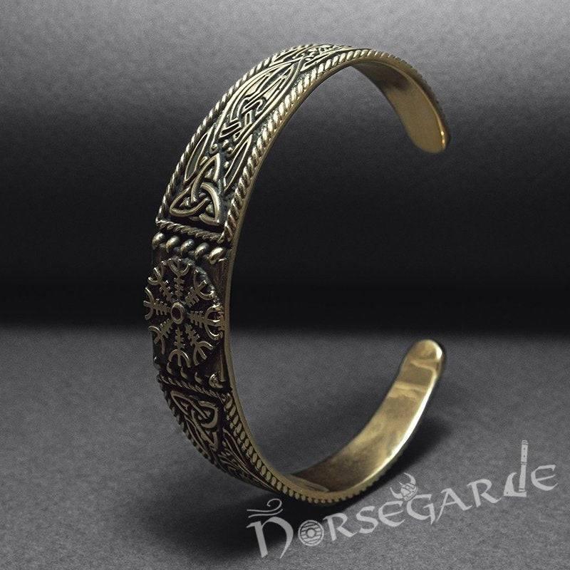 Handcrafted Ornamental Helm of Awe Arm Ring - Bronze - Norsegarde