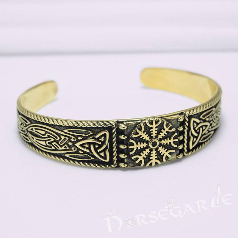 Handcrafted Ornamental Helm of Awe Arm Ring - Bronze - Norsegarde