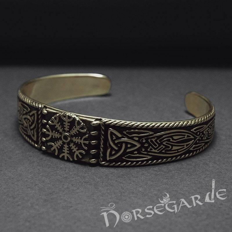 Handcrafted Ornamental Helm of Awe Arm Ring - Bronze - Norsegarde