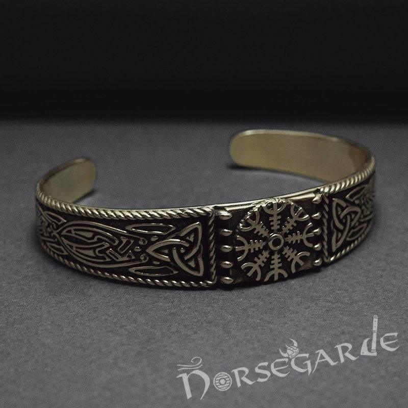 Handcrafted Ornamental Helm of Awe Arm Ring - Bronze - Norsegarde