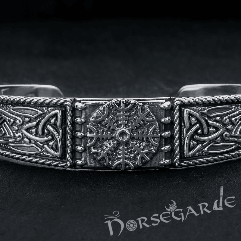 Handcrafted Ornamental Helm of Awe Arm Ring - Sterling Silver - Norsegarde