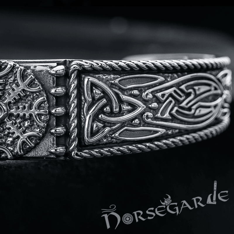 Handcrafted Ornamental Helm of Awe Arm Ring - Sterling Silver - Norsegarde