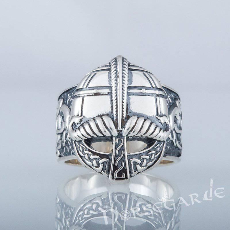 Handcrafted Ornamental Helm Ring - Sterling Silver - Norsegarde