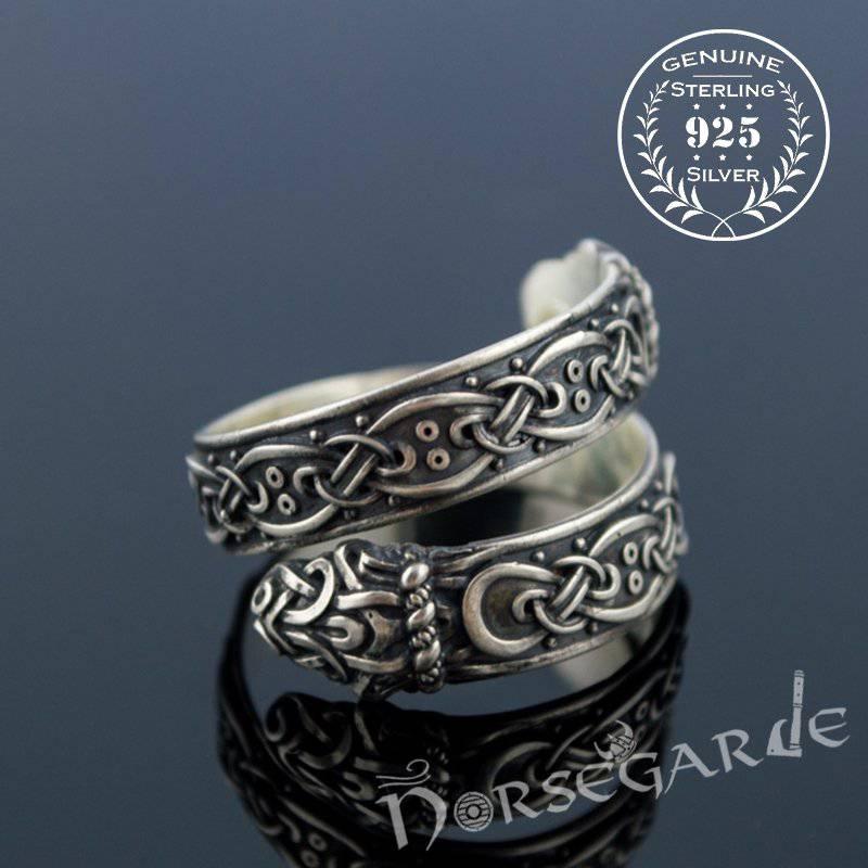 Handcrafted Ornamental Jormungandr Band - Sterling Silver - Norsegarde