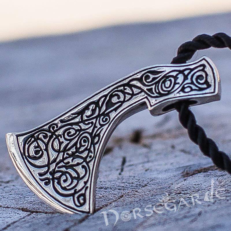 Handcrafted Ornamental Perun's Axe Pendant - Sterling Silver - Norsegarde