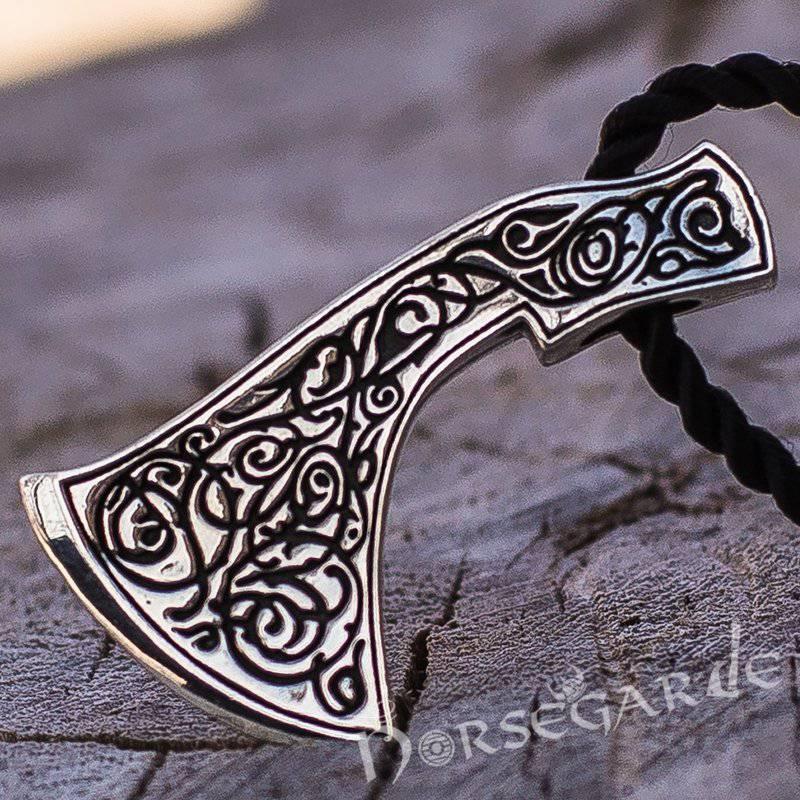 Handcrafted Ornamental Perun's Axe Pendant - Sterling Silver - Norsegarde