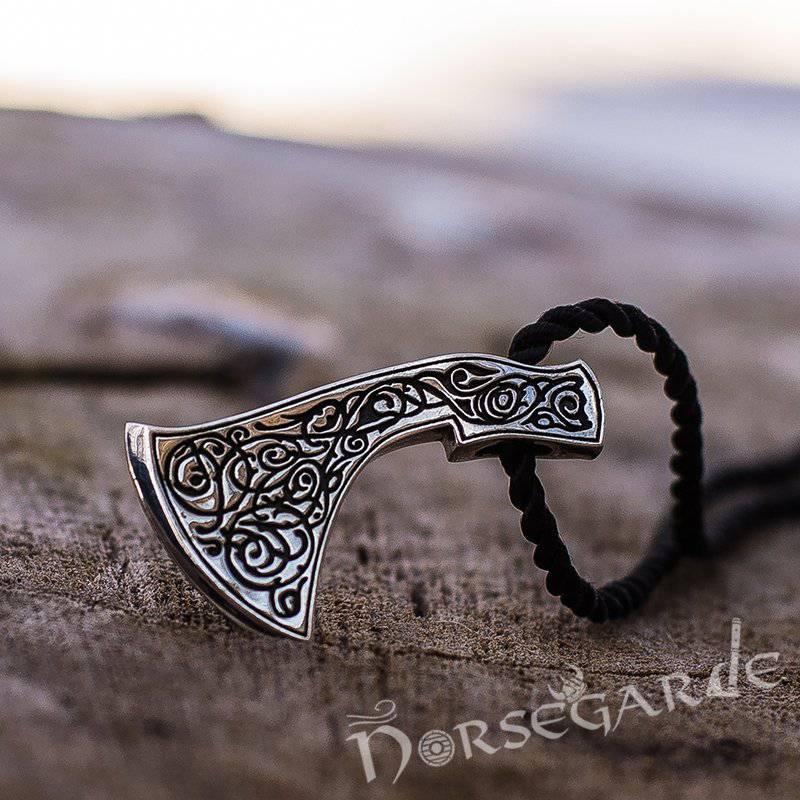 Handcrafted Ornamental Perun's Axe Pendant - Sterling Silver - Norsegarde