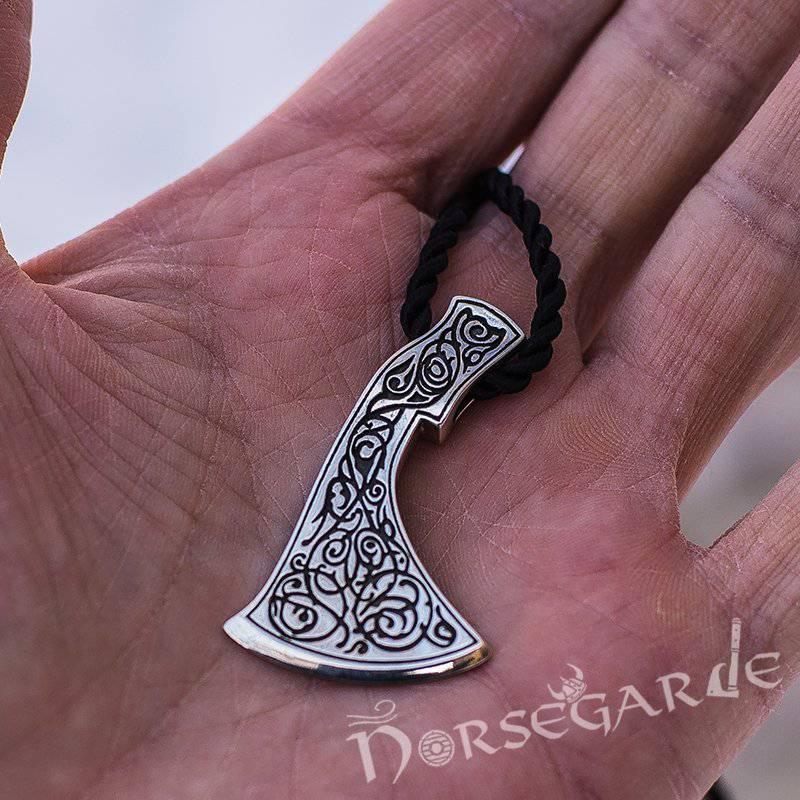 Handcrafted Ornamental Perun's Axe Pendant - Sterling Silver - Norsegarde