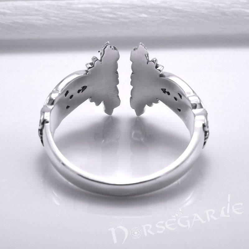 Handcrafted Perched Ravens Band - Sterling Silver - Norsegarde
