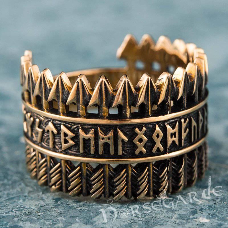 Handcrafted Piercing Arrows Runic Ring - Bronze - Norsegarde