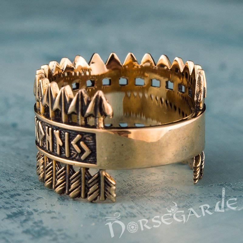 Handcrafted Piercing Arrows Runic Ring - Bronze - Norsegarde