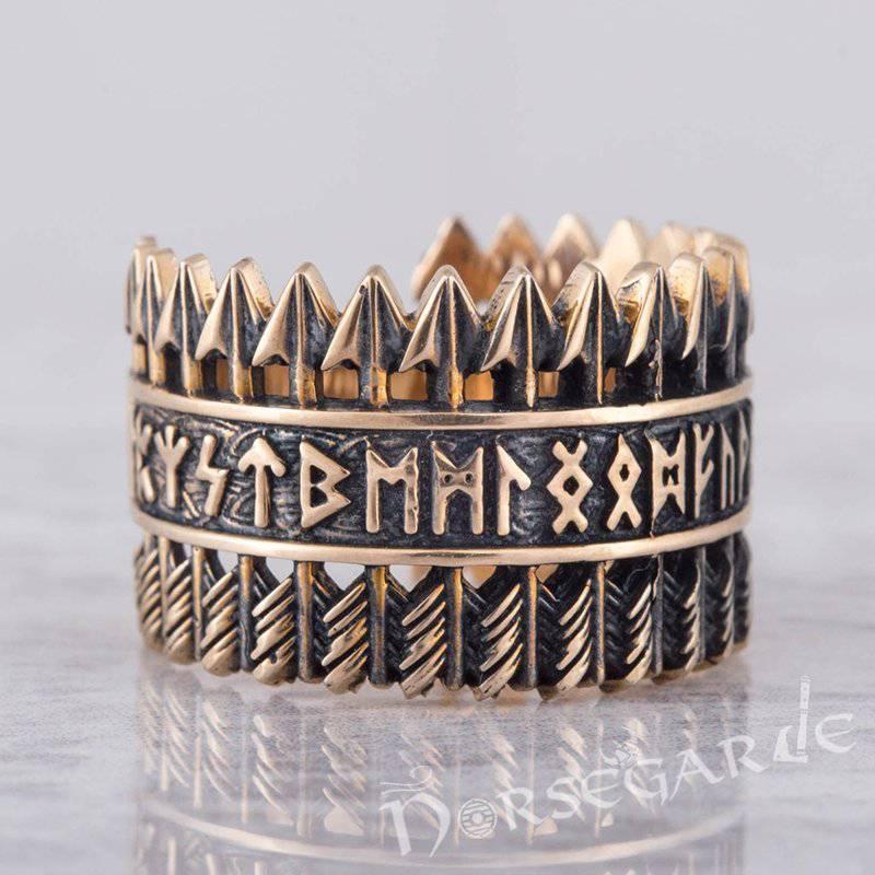 Handcrafted Piercing Arrows Runic Ring - Bronze - Norsegarde