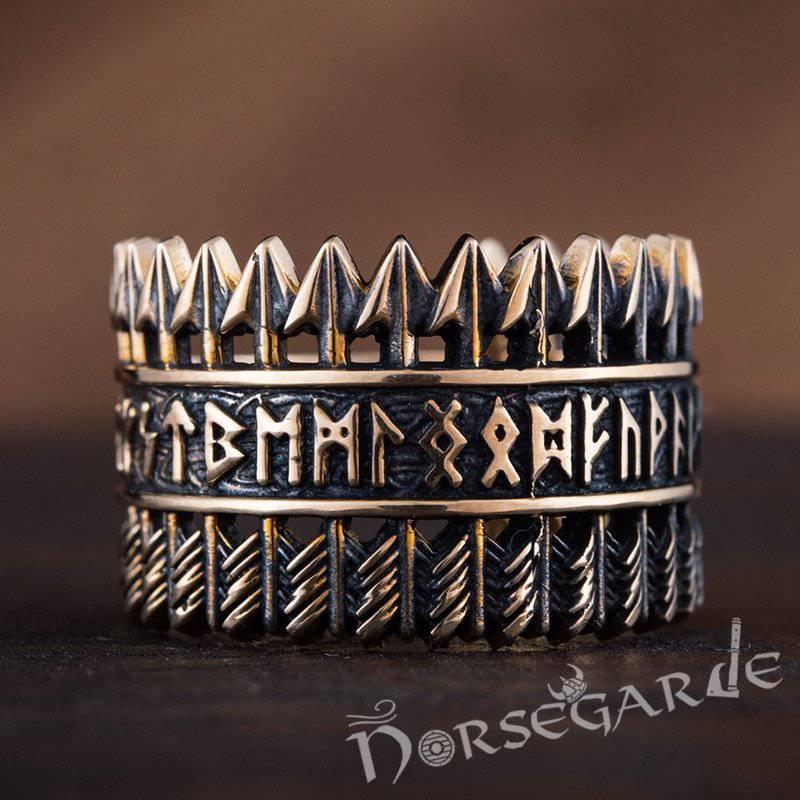 Handcrafted Piercing Arrows Runic Ring - Bronze - Norsegarde