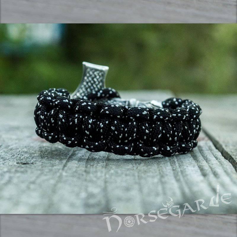 Handcrafted Polka Paracord Bracelet with Large Mjölnir - Sterling Silver - Norsegarde