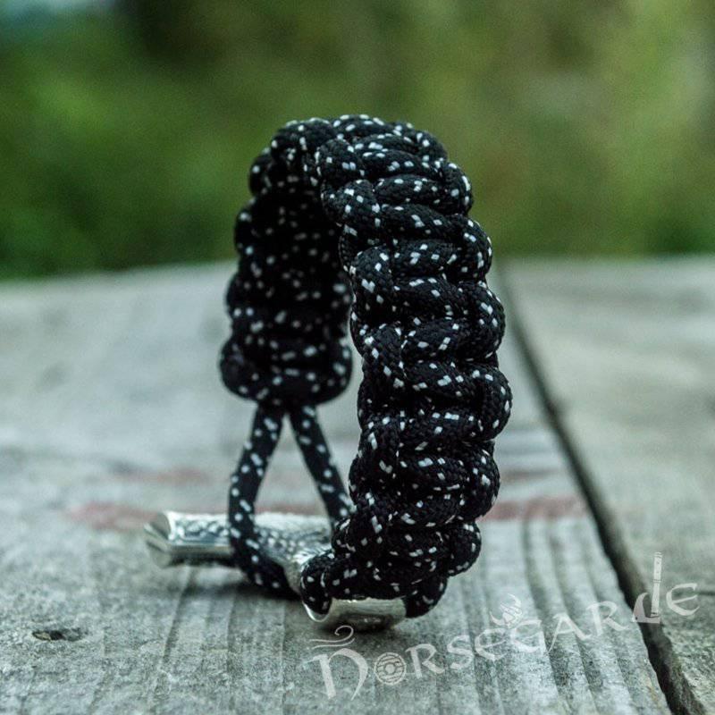 Handcrafted Polka Paracord Bracelet with Large Mjölnir - Sterling Silver - Norsegarde