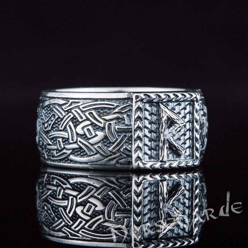 Handcrafted Raido Rune Borre Ornament Band - Sterling Silver - Norsegarde