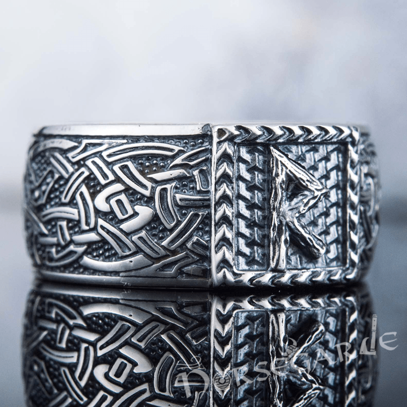 Handcrafted Raido Rune Borre Ornament Band - Sterling Silver - Norsegarde