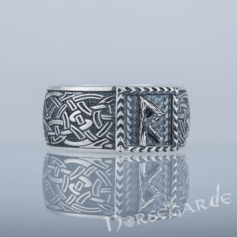 Handcrafted Raido Rune Borre Ornament Band - Sterling Silver - Norsegarde