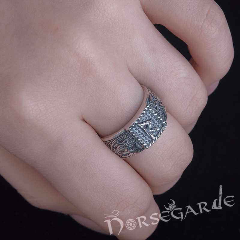 Handcrafted Raido Rune Borre Ornament Band - Sterling Silver - Norsegarde