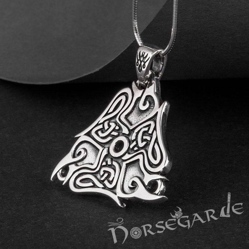 Handcrafted Raven Ornament Pendant - Sterling Silver - Norsegarde