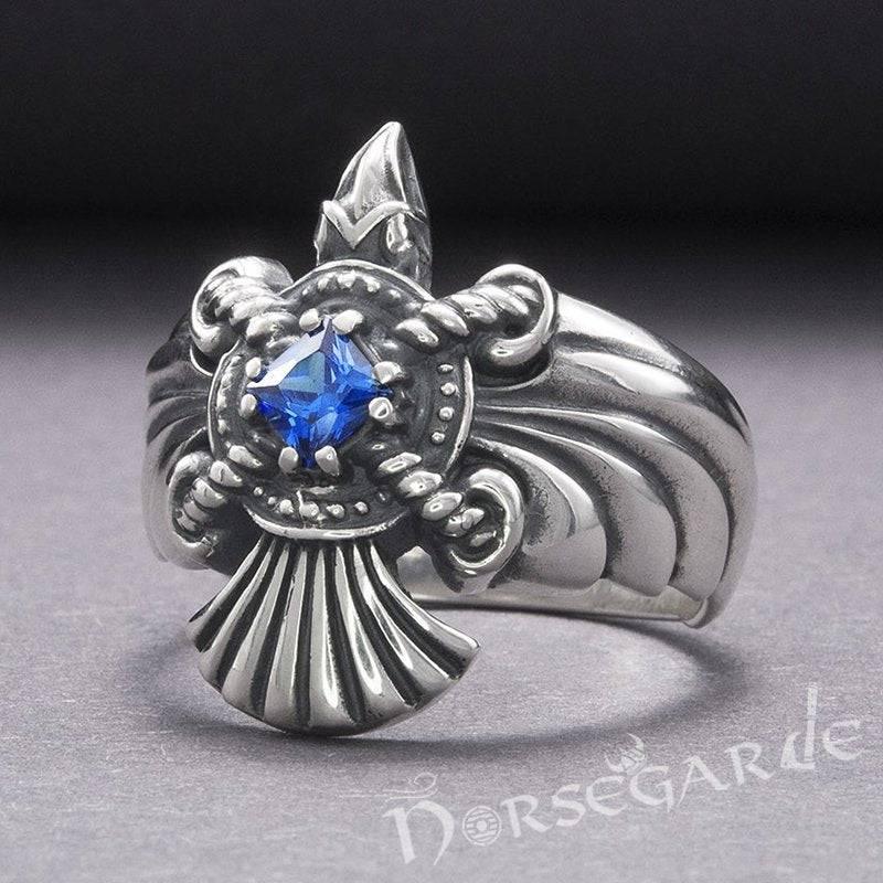 Handcrafted Raven's Flight Gemmed Ring - Sterling Silver - Norsegarde