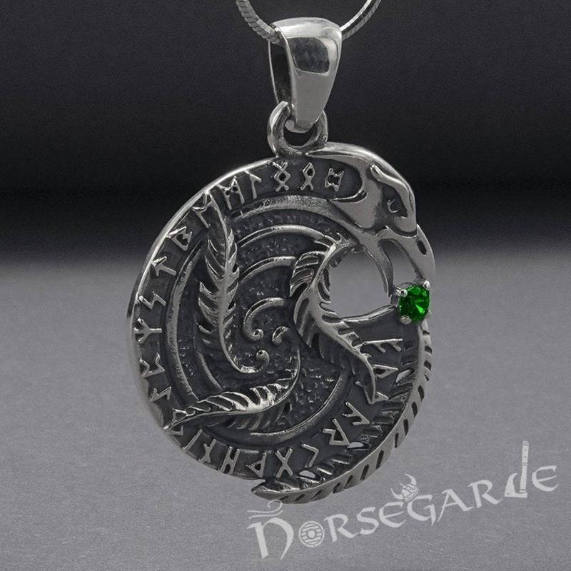 Handcrafted Raven's Wisdom Pendant - Sterling Silver - Norsegarde