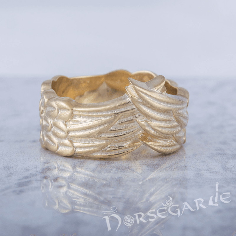 Handcrafted Raven Wing Ring - Gold - Norsegarde