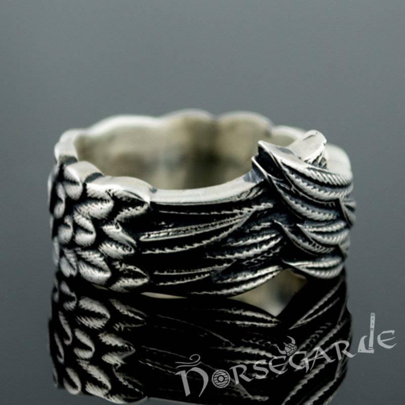 Handcrafted Raven Wing Ring - Sterling Silver - Norsegarde
