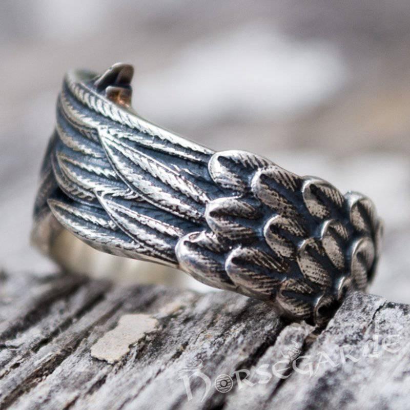 Handcrafted Raven Wing Ring - Sterling Silver - Norsegarde