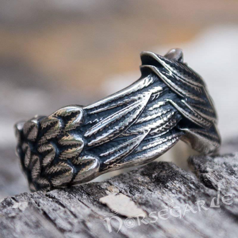 Handcrafted Raven Wing Ring - Sterling Silver - Norsegarde