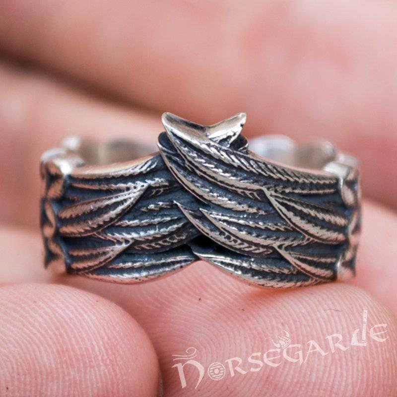 Handcrafted Raven Wing Ring - Sterling Silver - Norsegarde