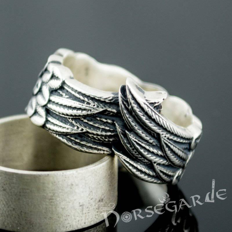 Handcrafted Raven Wing Ring - Sterling Silver - Norsegarde