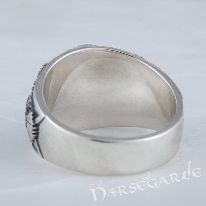 Handcrafted Ravens and Yggdrasil Ring - Sterling Silver - Norsegarde