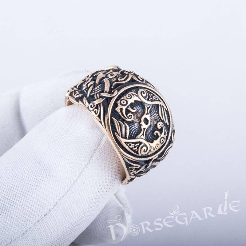 Handcrafted Ravens Mammen Style Ring - Bronze - Norsegarde