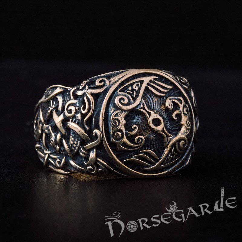 Handcrafted Ravens Mammen Style Ring - Bronze - Norsegarde