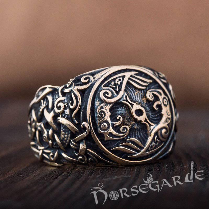 Handcrafted Ravens Mammen Style Ring - Bronze - Norsegarde
