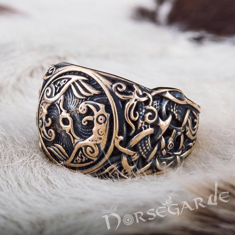Handcrafted Ravens Mammen Style Ring - Bronze - Norsegarde