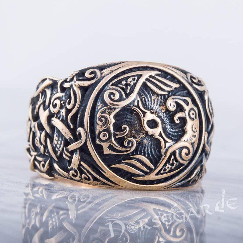 Handcrafted Ravens Mammen Style Ring - Bronze - Norsegarde