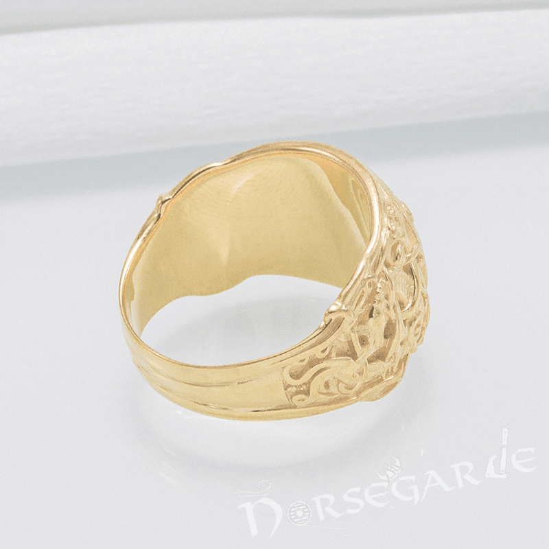 Handcrafted Ravens Mammen Style Ring - Gold - Norsegarde